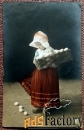 Антикварная открытка Пасха (девочка с корзинкой)