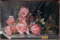 Антикварная открытка Ветка розы