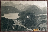 Антикварная открытка Хоэншвангау (замок и деревня). (Германия)