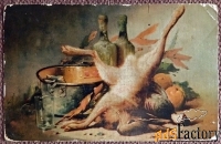 Антикварная открытка Заяц. Охота. Зингер