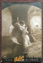 Антикварная открытка Демон и Тамара (поцелуй)
