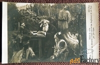 Антикварная открытка Ян Стыка «Толстой за работой»