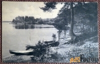 Антикварная открытка У озера. Пейзаж
