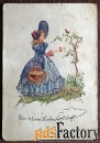 Антикварная открытка Птичьи трели о любви. Германия