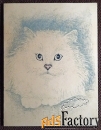 Двойная открытка Кот. Кооператив. Таллин. 1990 год
