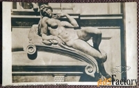 Антикварная открытка. Микеланджело Аврора. Капелла Медичи. Флоренция