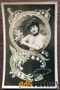 Антикварная открытка Девушка в ландышах