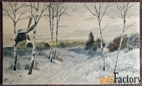 Антикварная открытка Зима