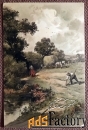 Антикварная открытка Сельский пейзаж