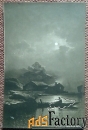 Антикварная открытка Лунная ночь