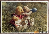 Открытка. Медведи на пикнике. Игрушки. Германия. 1950-е годы