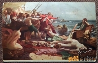 Антикварная открытка. Морские разбойники. Пираты. Ню