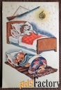 Открытка. Орлов, Шварц. После выставки собак. Юмор. Охота. 1968 год