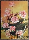 Открытка. Гвоздики. Цветы. 1972 год