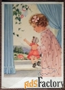 Открытка. Девочка с куклой. Дети. Германия. 1930-е годы