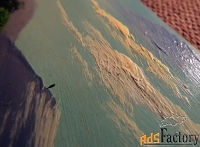 Антикварная открытка. Хижина у водопада. Пейзаж. Ручная работа (масло)