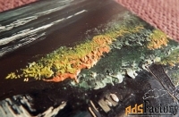 Антикварная открытка. Хижина у водопада. Пейзаж. Ручная работа (масло)