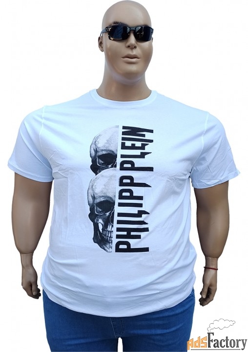 philipp plein большого размера белая мужская футболка с черепом