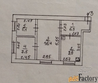 3 - комн.  квартира, 44,7 м², 2/2 эт.