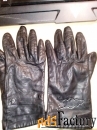 женские кожаные утепленные перчатки, размер 8,цвет черный