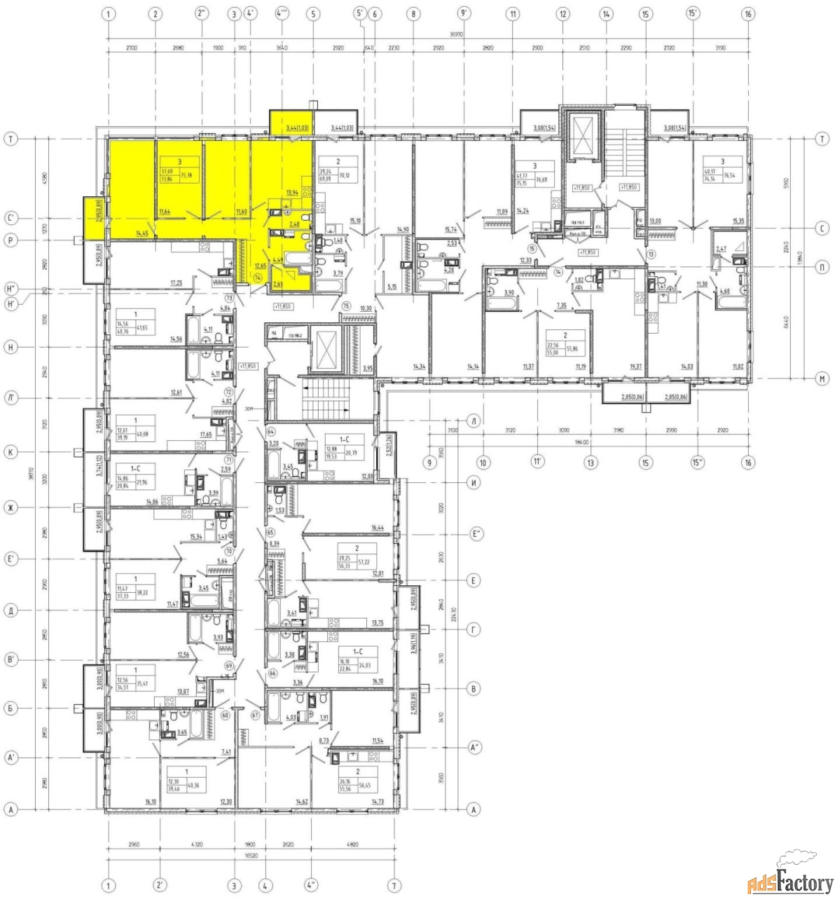 3 - комн. квартира, 79.4 м², 5/5 эт.