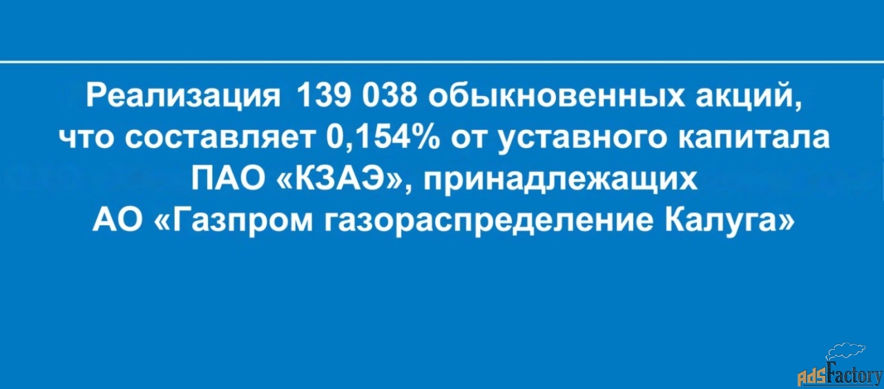 139 038 обыкновенных акций пао «кзаэ», калужская область.