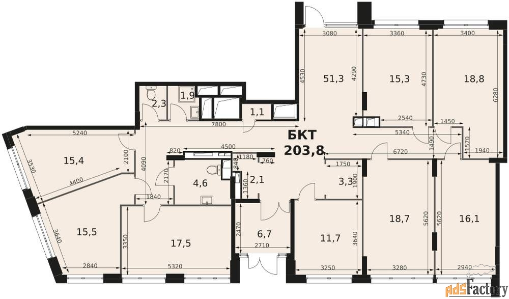 офисное помещение, 203.8 м²