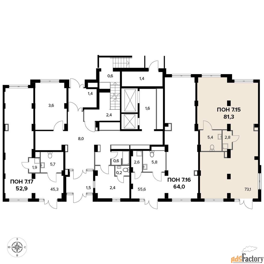 офисное помещение, 63.2 м²