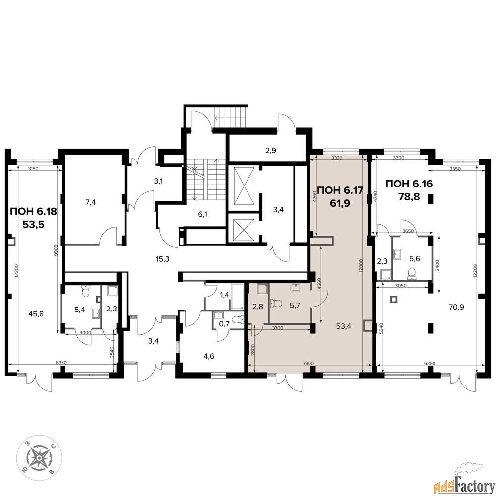 офисное помещение, 61.9 м²