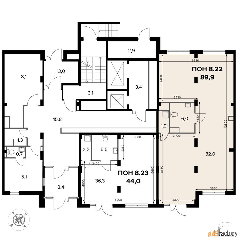 офисное помещение, 89.8 м²