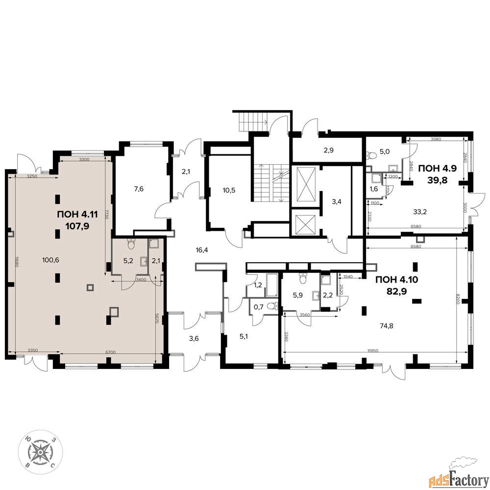офисное помещение, 107.6 м²