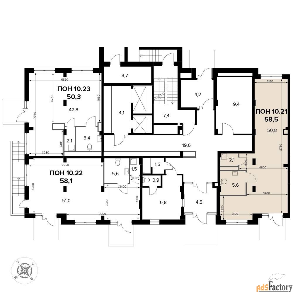 офисное помещение, 58.6 м²