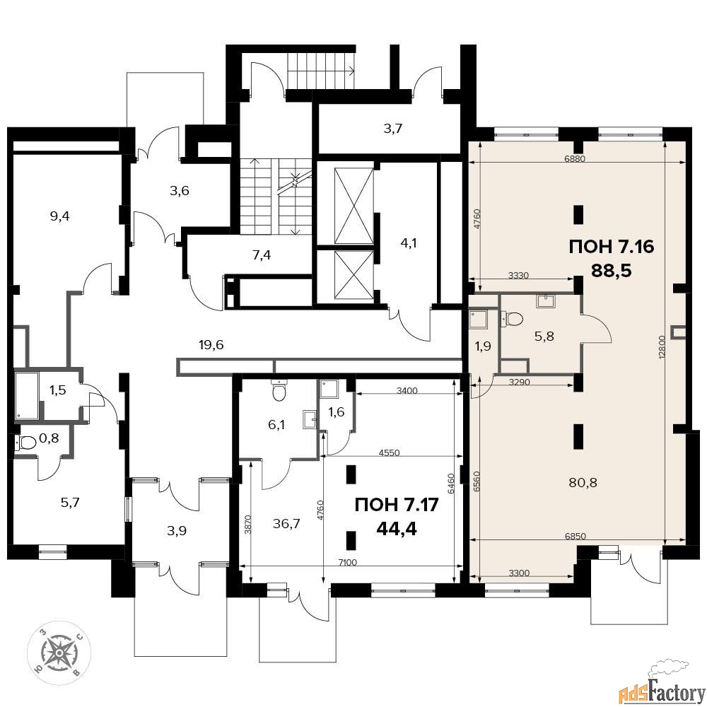офисное помещение, 88.6 м²