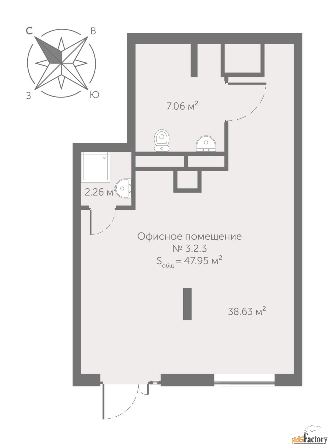 свободного назначения, 47.95 м²