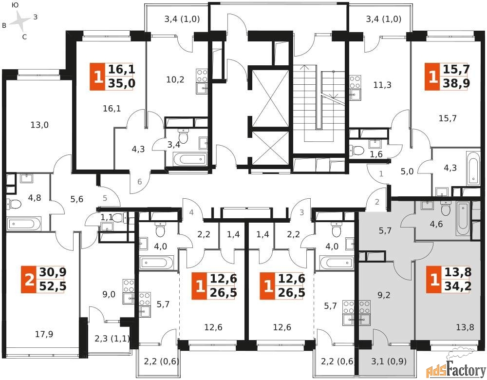 1 - комн. квартира, 34.2 м², 7/22 эт.