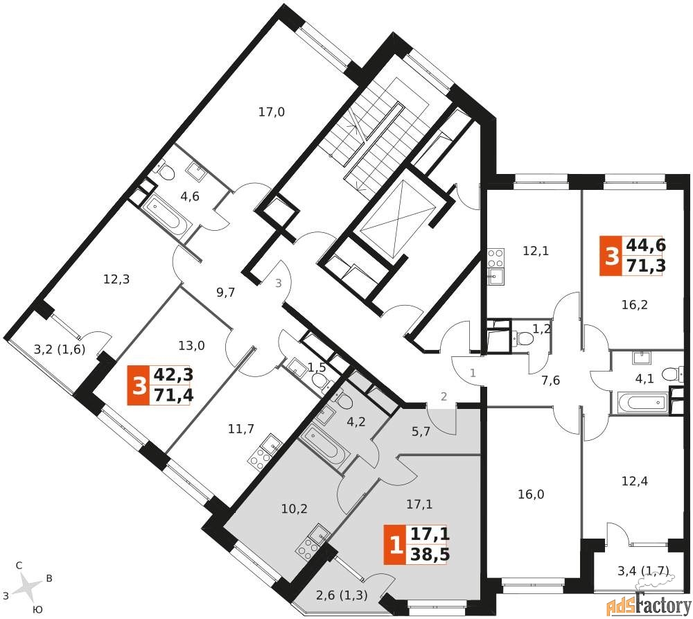 1 - комн. квартира, 38.4 м², 4/9 эт.