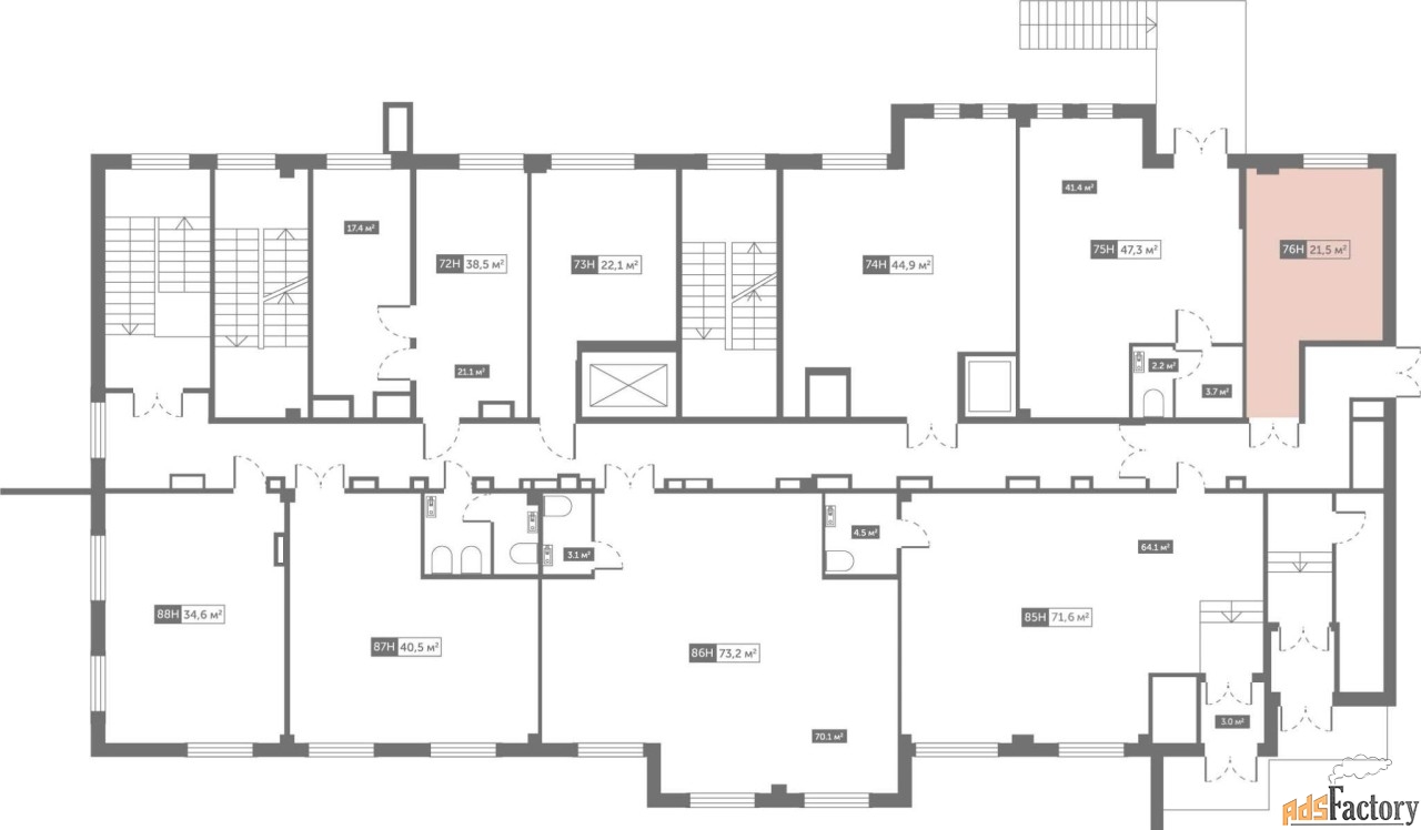 свободного назначения, 21.5 м²