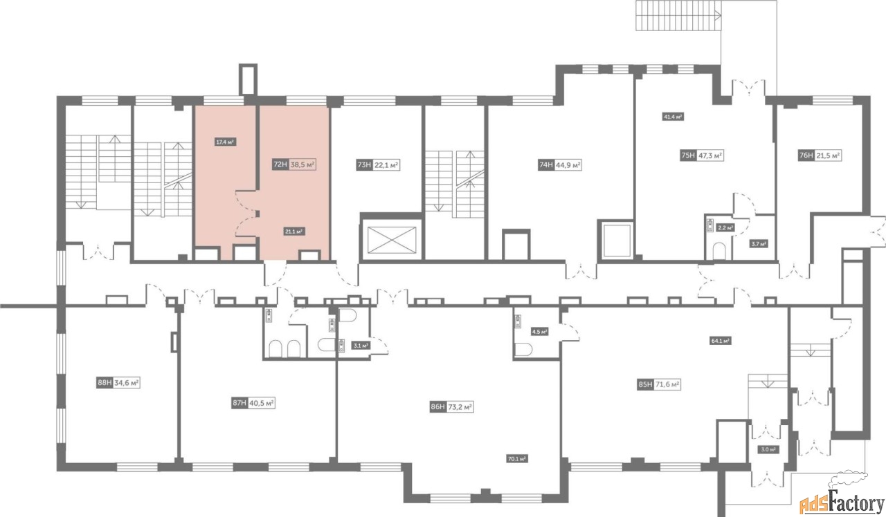 свободного назначения, 38.5 м²