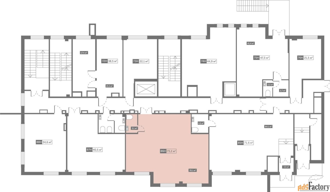 свободного назначения, 73.2 м²