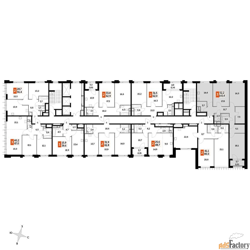 3 - комн. квартира, 103.2 м², 12/26 эт.