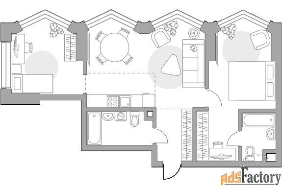 2 - комн. квартира, 68.87 м², 2/39 эт.