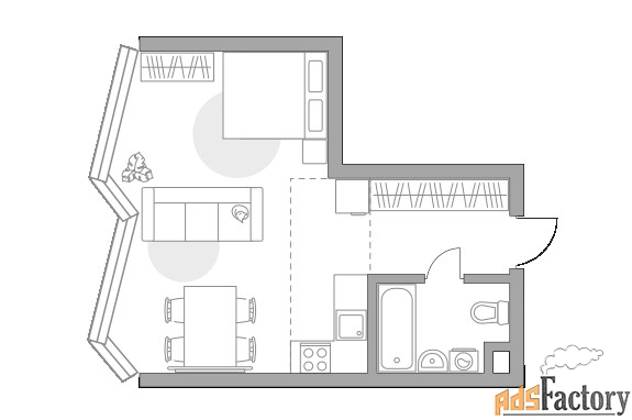 1 - комн. квартира, 34.69 м², 29/39 эт.