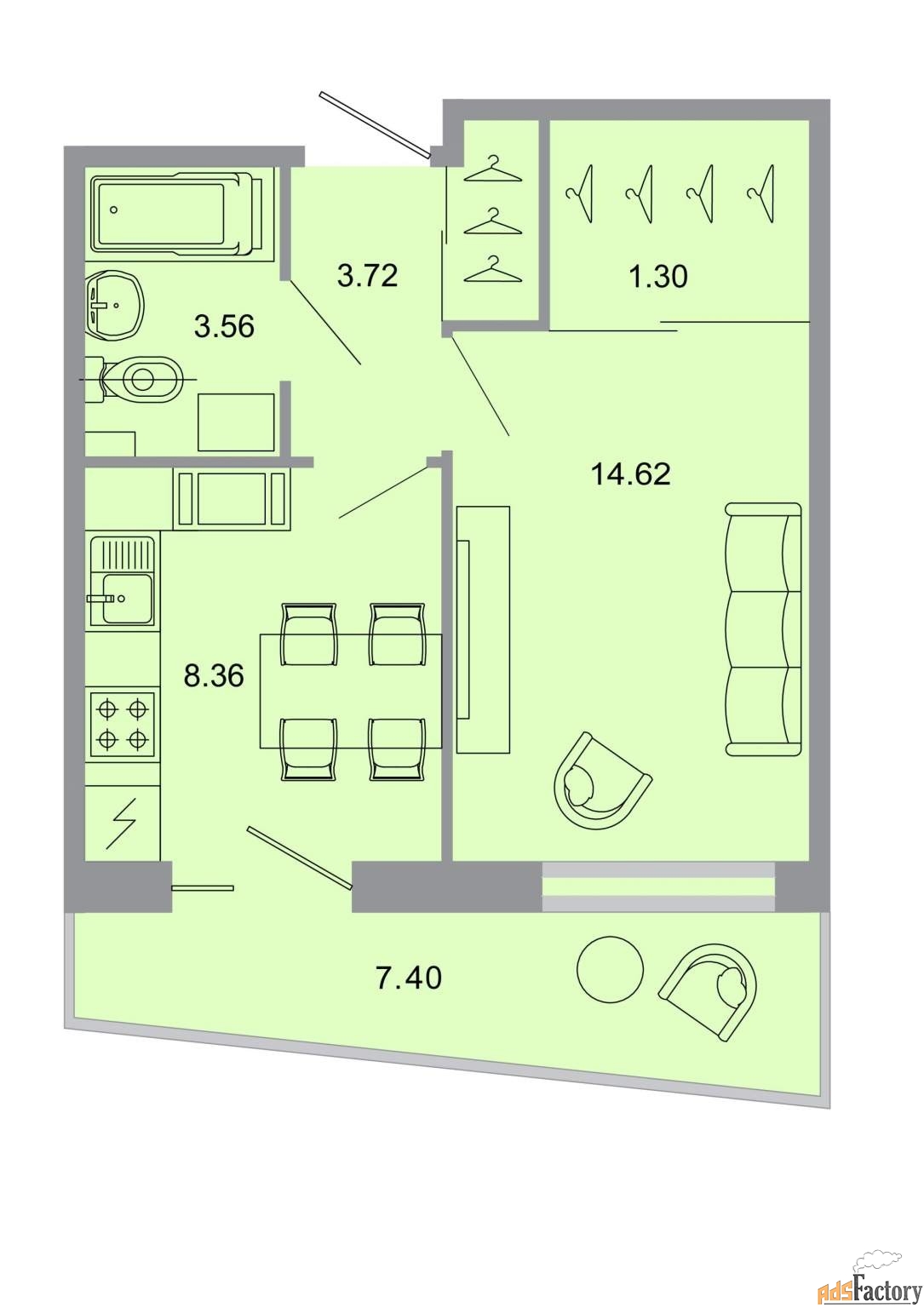 1 - комн. квартира, 32.8 м², 15/15 эт.