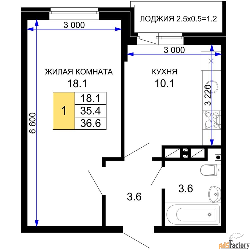 1 - комн.  квартира, 37.3 м², 16/16 эт.