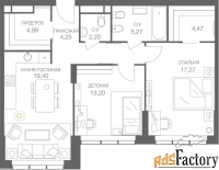 2 - комн.  квартира, 74.83 м², 17/41 эт.