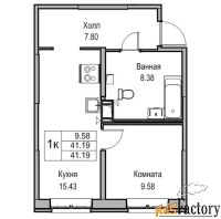 1 - комн.  квартира, 40.6 м², 2/24 эт.