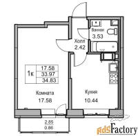 1 - комн.  квартира, 34.8 м², 20/24 эт.