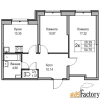 2 - комн.  квартира, 54.5 м², 1/24 эт.