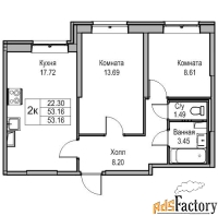 2 - комн.  квартира, 52.5 м², 1/24 эт.