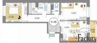 2 - комн.  квартира, 61.88 м², 4/12 эт.